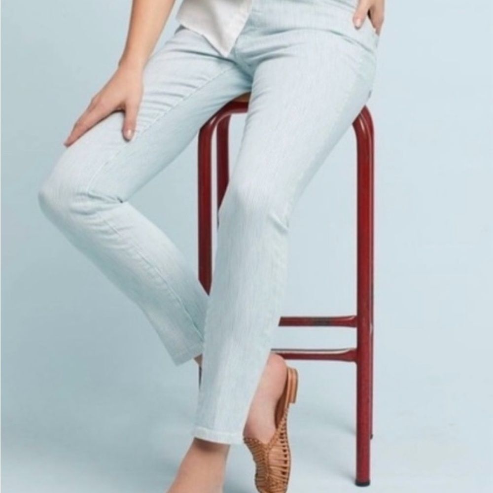 Anthropologie Pilcro Blue/White Stripe mid rise Skinny Ankle Jeans NWT Size 27